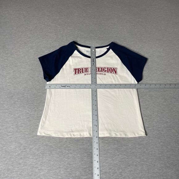 True Religion Women’s Short Sleeve Baseball Baby Tee Top - Picture 6 of 8
